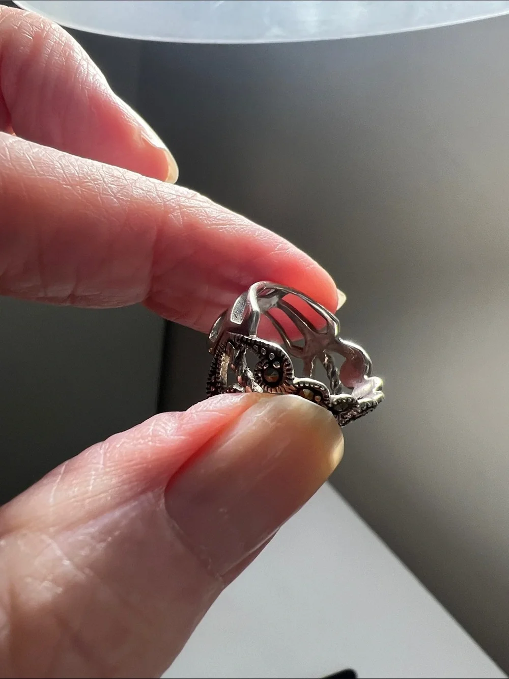 Intricate Silver-Tone Filigree Statement Ring - Vintage